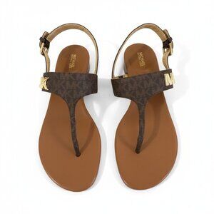 Michael Kors Brown Monogram Logo Sandals Size 7.5